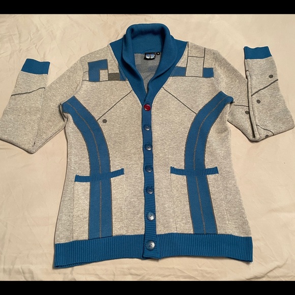 Small Galactic Baby Bot Shawl Sweater - Picture 1 of 3